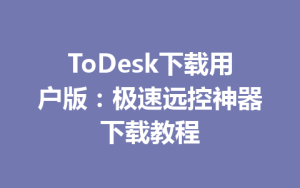 ToDesk下载用户版：极速远控神器下载教程-ToDesk