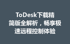 ToDesk下载精简版全解析，畅享极速远程控制体验-ToDesk