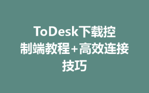 ToDesk下载控制端教程+高效连接技巧-ToDesk